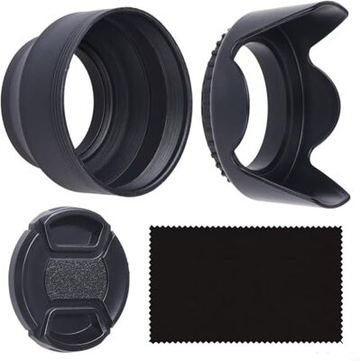 CAMKIX 55mm 2 Parassóis de Objectivas: Tulipas + Borracha – 1 Tampa para Objectiva – Reduz o Refletido da Lente e o Deslumbramento – Bloqueia o Excesso de Luz Solar para Melhorar a Fotografia e o Vídeo CAMKIX 55mm 2 Parassóis de Objectivas: Tulipas + Borracha – 1 Tampa para Objectiva – Reduz o Refletido da Lente e o Deslumbramento – Bloqueia o Excesso de Luz Solar para Melhorar a Fotografia e o Vídeo