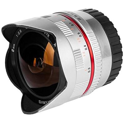 Samyang F1220306102 Alvo fotográfico CSC-Mirrorless para Sony E (distância focal fixa de 8 mm, abertura f/2,8-22 II UMC, olho de peixe), prateado Samyang F1220306102 Alvo fotográfico CSC-Mirrorless para Sony E (distância focal fixa de 8 mm, abertura f/2,8-22 II UMC, olho de peixe), prateado
