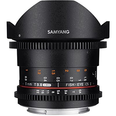 Samyang F1322401101 Alvo de vídeo VDSLR para Canon EF (distância focal fixa de 8 mm, abertura T3.8-22 UMC, olho de peixe, CSII), preto Samyang F1322401101 Alvo de vídeo VDSLR para Canon EF (distância focal fixa de 8 mm, abertura T3.8-22 UMC, olho de peixe, CSII), preto