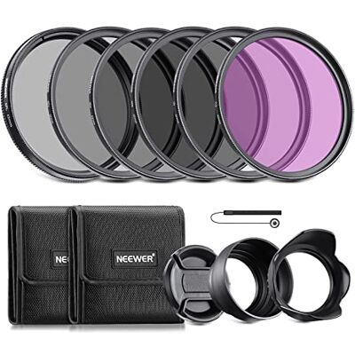 Kit de filtros NEEWER 62mm - Filtros de câmera, UV, CPL, ND2 ND4 ND8 Kit de filtros NEEWER 62mm - Filtros de câmera, UV, CPL, ND2 ND4 ND8