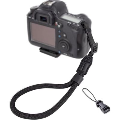 LENS-AID Alça de mão estilo corda, pulseira de câmara universal de nylon para Canon, Nikon, Sony, Fujifilm, Panasonic, Olympus, compacta, resistente e segura, Preto sólido, Tamanho único LENS-AID Alça de mão estilo corda, pulseira de câmara universal de nylon para Canon, Nikon, Sony, Fujifilm, Panasonic, Olympus, compacta, resistente e segura, Preto sólido, Tamanho único