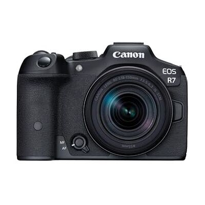 Canon EOS R7 Câmara Mirrorless lente RF-S 18-150 mm F3,5-6,3 IS STM, câmara EVIL APS-C (32,5 MP) -5 EV, vídeo 4K 60 fps, Dual Pixel CMOS AF II, ecrã de tamanho Ângulo de toque Variável, preto Canon EOS R7 Câmara Mirrorless lente RF-S 18-150 mm F3,5-6,3 IS STM, câmara EVIL APS-C (32,5 MP) -5 EV, vídeo 4K 60 fps, Dual Pixel CMOS AF II, ecrã de tamanho Ângulo de toque Variável, preto