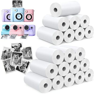 Affheny Rolo de papel para câmara fotográfica infantil para câmara instantânea infantil, 20 rolos sem BPA, 5,7 x 2,5 cm Affheny Rolo de papel para câmara fotográfica infantil para câmara instantânea infantil, 20 rolos sem BPA, 5,7 x 2,5 cm