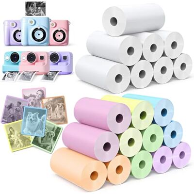 Affheny Rolo de papel para câmara fotográfica infantil para câmara instantânea infantil, 20 rolos sem BPA, 5,7 x 2,5 cm Affheny Rolo de papel para câmara fotográfica infantil para câmara instantânea infantil, 20 rolos sem BPA, 5,7 x 2,5 cm
