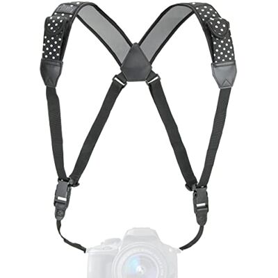 USA Gear Arnês de peito para câmara DSLR com fivelas de libertação rápida, neoprene com bolinhas e bolsos compatível com Canon Nikon Sony, compactas e sem espelho, Mirrorless bolinhas USA Gear Arnês de peito para câmara DSLR com fivelas de libertação rápida, neoprene com bolinhas e bolsos compatível com Canon Nikon Sony, compactas e sem espelho, Mirrorless bolinhas