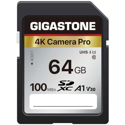 Gigastone Recuperação de dados grátis de 5 anos: 64 GB cartão SD, V30, 1 minicaixa, 4K Ultra HD vídeo compatível com Canon Sony Kodak Olympus câmara digital Gigastone Recuperação de dados grátis de 5 anos: 64 GB cartão SD, V30, 1 minicaixa, 4K Ultra HD vídeo compatível com Canon Sony Kodak Olympus câmara digital