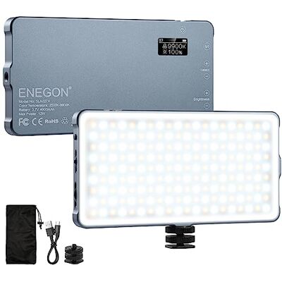 ENEGON 4000 mAh Luz de Vídeo LED Bicolor Recarregável Montável com Mini Painel para Câmaras DSLR Profissionais Iluminação de Vídeo Foto Adapta-se ao iPhone, Sony, Canon, Nikon, Fuji, Panasonic e ENEGON 4000 mAh Luz de Vídeo LED Bicolor Recarregável Montável com Mini Painel para Câmaras DSLR Profissionais Iluminação de Vídeo Foto Adapta-se ao iPhone, Sony, Canon, Nikon, Fuji, Panasonic e