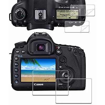 iDaPro Protetor de ecrã para Canon EOS 5D Mark III/IV, vidro 9H Lote de 2 + 2 PET sup. + Caixa ABS. Dureza 9H, anti-riscos, anti-bolhas, alta definição, anti-impressões digitais iDaPro Protetor de ecrã para Canon EOS 5D Mark III/IV, vidro 9H Lote de 2 + 2 PET sup. + Caixa ABS. Dureza 9H, anti-riscos, anti-bolhas, alta definição, anti-impressões digitais