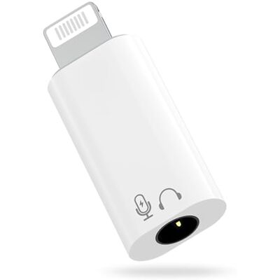 MoKo Adaptador Lightning para Jack de 3,5 mm DAC Chip para auriculares Conexão direta sem cabo, compatível com microfone e controlo on-line, Smart DAC Chip, para iPhone 14/13/12/11 Pro Max MoKo Adaptador Lightning para Jack de 3,5 mm DAC Chip para auriculares Conexão direta sem cabo, compatível com microfone e controlo on-line, Smart DAC Chip, para iPhone 14/13/12/11 Pro Max