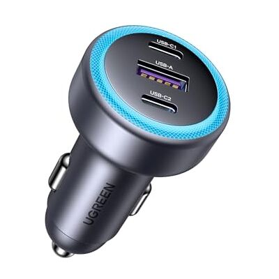 UGREEN Carregador de carro 30 W com 3 portas PD QC 3.0, carregador de carro tipo C carregamento rápido, compatível com iPhone 17 Pro MAX Air/16/15/14/13, Samsung Galaxy S25/24, Pixel 9 8 7 UGREEN Carregador de carro 30 W com 3 portas PD QC 3.0, carregador de carro tipo C carregamento rápido, compatível com iPhone 17 Pro MAX Air/16/15/14/13, Samsung Galaxy S25/24, Pixel 9 8 7