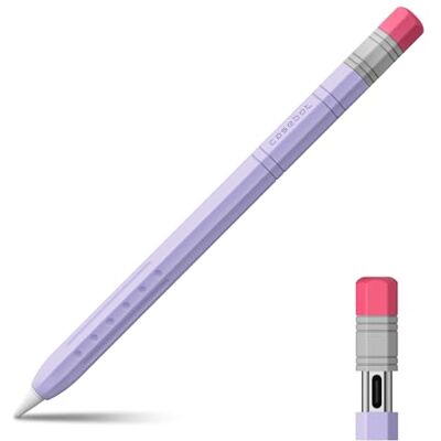 FINTIE Capa de silicone compatível com Apple Pencil (USB-C), capa protetora antiderrapante leve com suporte magnético, cor púrpura FINTIE Capa de silicone compatível com Apple Pencil (USB-C), capa protetora antiderrapante leve com suporte magnético, cor púrpura