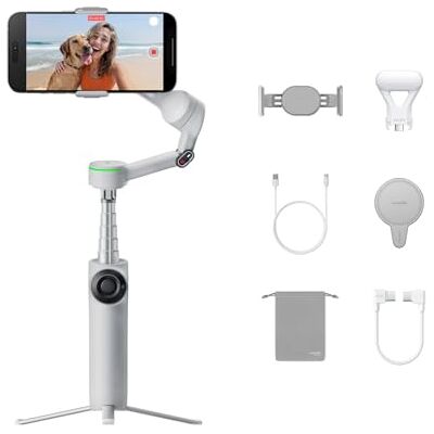Insta360 Flow 2 Pro Pack Criador Cinza Gimbal para telemóveis com IA com Apple DockKit, Acompanhamento panorâmico de 360º, inclinação livre, tripé/Selfie stick e estabilizador para Vlogs/Viagens. Insta360 Flow 2 Pro Pack Criador Cinza Gimbal para telemóveis com IA com Apple DockKit, Acompanhamento panorâmico de 360º, inclinação livre, tripé/Selfie stick e estabilizador para Vlogs/Viagens.