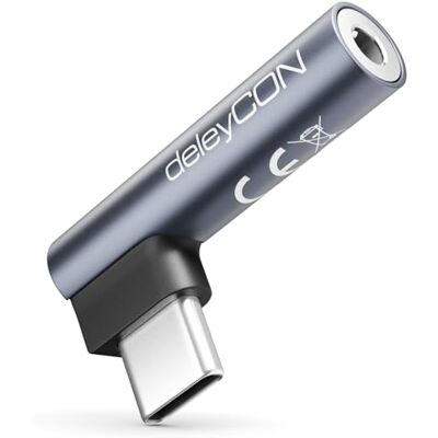 deleyCON USB-C para Jack 3,5 mm adaptador de áudio para auriculares / música/chamadas/microfone telemóvel, smartphone, tablet, auriculares, altifalante para iPhone 17/16/15, iPad, Galaxy S25/S24 deleyCON USB-C para Jack 3,5 mm adaptador de áudio para auriculares / música/chamadas/microfone telemóvel, smartphone, tablet, auriculares, altifalante para iPhone 17/16/15, iPad, Galaxy S25/S24