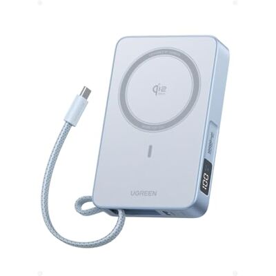 UGREEN Magflow Qi2 25W Power Bank 10000 mAh com Indução Magnética e Carregamento Rápido, Banco de Energia com Cabo USB-C Integrado de 30 W, Compatível com Magsafe iPhone 17 Pro MAX Air, 16, 15, 14, 13 UGREEN Magflow Qi2 25W Power Bank 10000 mAh com Indução Magnética e Carregamento Rápido, Banco de Energia com Cabo USB-C Integrado de 30 W, Compatível com Magsafe iPhone 17 Pro MAX Air, 16, 15, 14, 13
