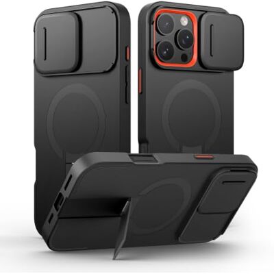 SURITCH Capa Magnética Compatível com iPhone 16 Pro MAX, Capa Protetora de Amortecimento à Prova com Tampa de Câmara Deslizante e Suporte Ajustável (Preto) SURITCH Capa Magnética Compatível com iPhone 16 Pro MAX, Capa Protetora de Amortecimento à Prova com Tampa de Câmara Deslizante e Suporte Ajustável (Preto)