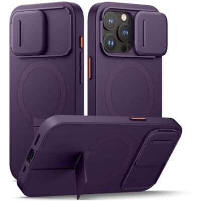 SURITCH Capa Magnética Compatível com iPhone 15 Pro, Carcaça de Amortecimento à Prova de Proteção com Tampa de Câmera Deslizante e Suporte Ajustável (Roxo) SURITCH Capa Magnética Compatível com iPhone 15 Pro, Carcaça de Amortecimento à Prova de Proteção com Tampa de Câmera Deslizante e Suporte Ajustável (Roxo)