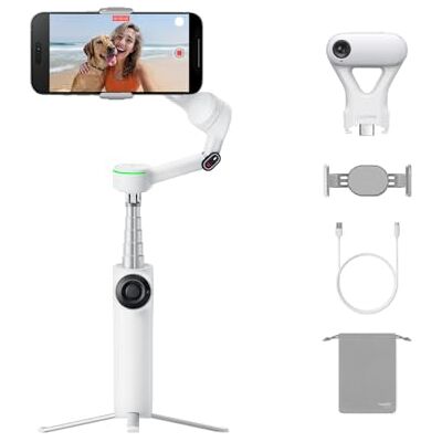 Insta360 Flow 2 Pro Paq. Gimbal com IA branco, Gimbal para telefones com IA com Apple DockKit, rastreamento panorâmico de 360º, inclinação livre, tripé / selfie stick e estabilizador para vlog/viagens Insta360 Flow 2 Pro Paq. Gimbal com IA branco, Gimbal para telefones com IA com Apple DockKit, rastreamento panorâmico de 360º, inclinação livre, tripé / selfie stick e estabilizador para vlog/viagens