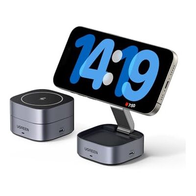 UGREEN Zapix Carregador sem fios iPhone 2 em 1 estação de carregamento Compatível com iPhone iPhone 17/16/15/14/13/12 Air Plus Pro Max, AirPods 4/3/Pro/2/1, carregador MagSafe, carregamento rápido UGREEN Zapix Carregador sem fios iPhone 2 em 1 estação de carregamento Compatível com iPhone iPhone 17/16/15/14/13/12 Air Plus Pro Max, AirPods 4/3/Pro/2/1, carregador MagSafe, carregamento rápido