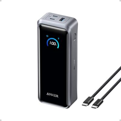 Anker Prime Power Bank 26.250 mAh, 300 W, 3 portas Carregamento bidirecional, homologação TSA, controlo por app, para MacBook e iPhone 17/16. Base não incluída Anker Prime Power Bank 26.250 mAh, 300 W, 3 portas Carregamento bidirecional, homologação TSA, controlo por app, para MacBook e iPhone 17/16. Base não incluída