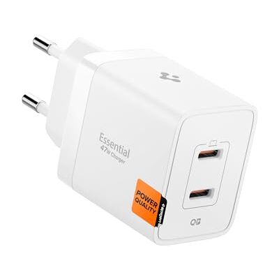 Spigen ArcStation Essential carregador USB C 47 W GAN 2 tipo C PD 3.0 PPS adaptador de parede rápido, para iPhone 16 15 14 Pro MAX 16e, Samsung S25 Ultra, Pixel 9a, iPad Air Pro, MacBooo. OK Branco Spigen ArcStation Essential carregador USB C 47 W GAN 2 tipo C PD 3.0 PPS adaptador de parede rápido, para iPhone 16 15 14 Pro MAX 16e, Samsung S25 Ultra, Pixel 9a, iPad Air Pro, MacBooo. OK Branco
