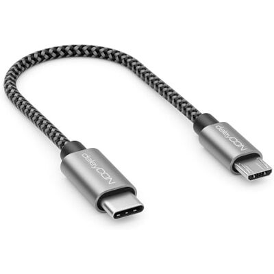 deleyCON 0,15 m cabo adaptador USB-C para micro USB 15 cm curto cabo de carregamento e dados para telemóvel Smartphone Tablet câmara carregador portátil, etc. preto deleyCON 0,15 m cabo adaptador USB-C para micro USB 15 cm curto cabo de carregamento e dados para telemóvel Smartphone Tablet câmara carregador portátil, etc. preto