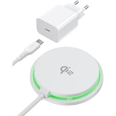 INIU Carregador sem fios branco, 15 W Wireless base de carregamento rápido certificado Qi2, carregador sem cabos para iPhone 16 Pro 15 14 13 12 Plus, com cabo USB-C e adaptador incluído INIU Carregador sem fios branco, 15 W Wireless base de carregamento rápido certificado Qi2, carregador sem cabos para iPhone 16 Pro 15 14 13 12 Plus, com cabo USB-C e adaptador incluído