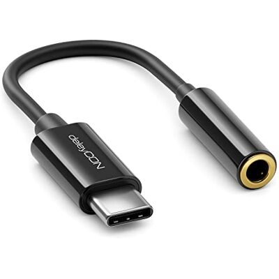 deleyCON 10 cm adaptador de auriculares USB-C a Jack 3,5 mm AUX compatível com Apple Samsung Google Huawei Xiaomi Smartphone telemóvel tablet portátil PC Surface auriculares altifalantes preto deleyCON 10 cm adaptador de auriculares USB-C a Jack 3,5 mm AUX compatível com Apple Samsung Google Huawei Xiaomi Smartphone telemóvel tablet portátil PC Surface auriculares altifalantes preto