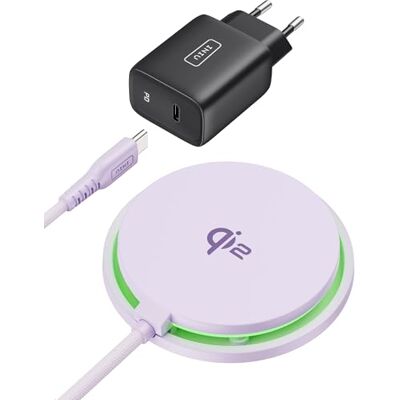INIU Carregador sem fios roxo claro, 15 W Wireless base de carregamento rápido certificado Qi2, compatível com para iPhone 16 Pro 15 14 13 12 Plus, com cabo USB-C e adaptador incluídos. INIU Carregador sem fios roxo claro, 15 W Wireless base de carregamento rápido certificado Qi2, compatível com para iPhone 16 Pro 15 14 13 12 Plus, com cabo USB-C e adaptador incluídos.