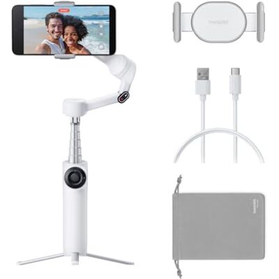 Insta360 Flow 2 Gimbal branco para smartphone estabilizador dobrável com IA para telefone, rastreamento multipessoa, tripé/selfie stick, controlo remoto, gimbal para iPhone/Android, viagens e vlog Insta360 Flow 2 Gimbal branco para smartphone estabilizador dobrável com IA para telefone, rastreamento multipessoa, tripé/selfie stick, controlo remoto, gimbal para iPhone/Android, viagens e vlog
