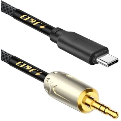J&D Cabo de áudio USB C de 3,5 mm, cabo entrançado tipo C a AUX para carro compatível com iPhone 16/17 Series, 1 m J&D Cabo de áudio USB C de 3,5 mm, cabo entrançado tipo C a AUX para carro compatível com iPhone 16/17 Series, 1 m