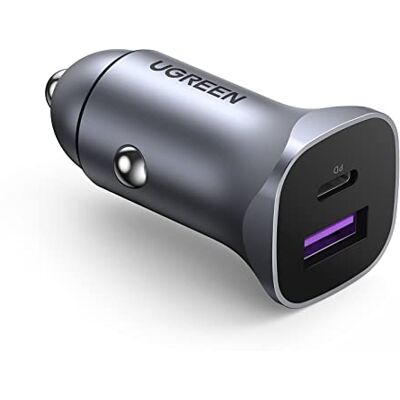 UGREEN Carregador de carro de 30 W, carregador de isqueiro 2 portas USB, carregador de carro carregamento rápido mini metal compatível com iPhone 14, 13 Pro MAX, 13, 12, SE 2022, iPad Pro, Galaxy S22 UGREEN Carregador de carro de 30 W, carregador de isqueiro 2 portas USB, carregador de carro carregamento rápido mini metal compatível com iPhone 14, 13 Pro MAX, 13, 12, SE 2022, iPad Pro, Galaxy S22