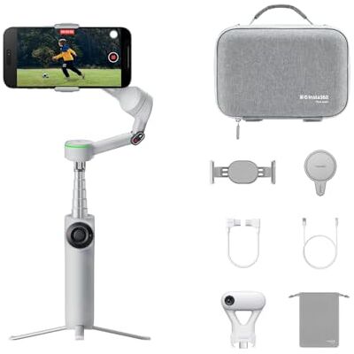 Insta360 Estabilizador Gimbal Flow 2 Pro para iPhone e Android, Gimbal IA para telemóvel, para viagens e Vlogs pacote definitivo para o criador cinzento Insta360 Estabilizador Gimbal Flow 2 Pro para iPhone e Android, Gimbal IA para telemóvel, para viagens e Vlogs pacote definitivo para o criador cinzento