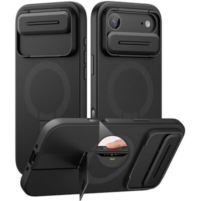 SURITCH Capa magnética compatível com iPhone Air, capa de amortecimento à prova de proteção com tampa de câmara deslizante e suporte ajustável para iPhone 17 Air (preto) SURITCH Capa magnética compatível com iPhone Air, capa de amortecimento à prova de proteção com tampa de câmara deslizante e suporte ajustável para iPhone 17 Air (preto)