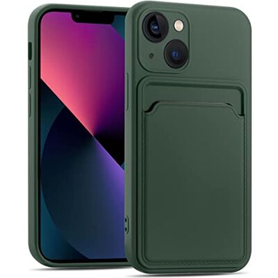 Verco Para iPhone 13 Mini capa com porta-cartões, capa protetora com ranhura para cartões, proteção anti-choque de TPU e forro de microfibra, compatível com iPhone 13 Mini (5,4 polegadas), verde Verco Para iPhone 13 Mini capa com porta-cartões, capa protetora com ranhura para cartões, proteção anti-choque de TPU e forro de microfibra, compatível com iPhone 13 Mini (5,4 polegadas), verde
