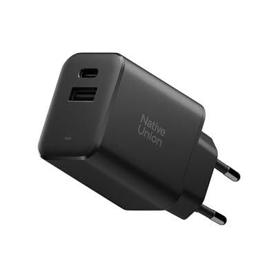 Native Union Carregador rápido GaN PD45W, carregador de viagem ultra compacto de duas portas USB-C e USB-A com entrega de energia até 45 W, para MacBook Air, iPads, iPhones, pixel, Galaxy e muito mais, (preto) ) Native Union Carregador rápido GaN PD45W, carregador de viagem ultra compacto de duas portas USB-C e USB-A com entrega de energia até 45 W, para MacBook Air, iPads, iPhones, pixel, Galaxy e muito mais, (preto) )