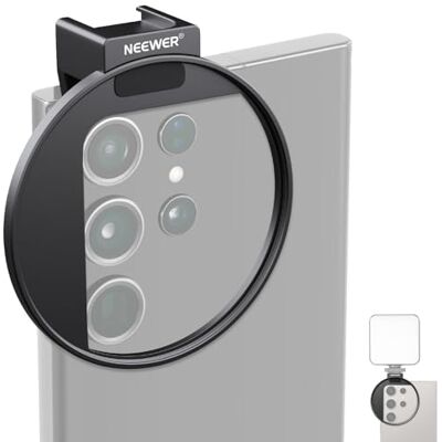 NEEWER Suporte para filtro de telefone de 67 mm, clipe ajustável para filtro de lente toscada com armação sapato frio compatível com iPhone 17 16 15 Pro MAX Plus 14 13 Samsung Galaxy S25 Ultra S24, LA006 NEEWER Suporte para filtro de telefone de 67 mm, clipe ajustável para filtro de lente toscada com armação sapato frio compatível com iPhone 17 16 15 Pro MAX Plus 14 13 Samsung Galaxy S25 Ultra S24, LA006