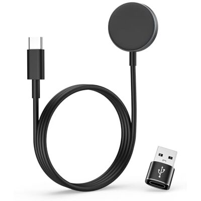 MoKo Carregador tipo C para Samsung Galaxy Watch 8/7/Ultra/6/5/4/3/Active2 Base de carregamento magnética para Galaxy Watch 8 Classic/6 Classic/5 Pro, com cabo de 1 m e adaptador de USB-C para USB-A MoKo Carregador tipo C para Samsung Galaxy Watch 8/7/Ultra/6/5/4/3/Active2 Base de carregamento magnética para Galaxy Watch 8 Classic/6 Classic/5 Pro, com cabo de 1 m e adaptador de USB-C para USB-A