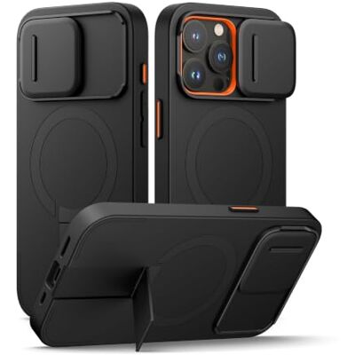 SURITCH Capa Magnética Compatível com iPhone 15 Pro, Carcaça de Amortecimento à Prova de Choque com Tampa de Câmera Deslizante e Suporte Ajustável (Preto) SURITCH Capa Magnética Compatível com iPhone 15 Pro, Carcaça de Amortecimento à Prova de Choque com Tampa de Câmera Deslizante e Suporte Ajustável (Preto)