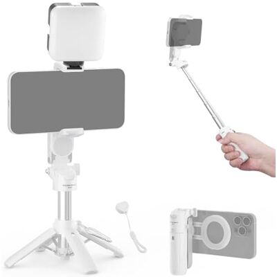 NEEWER Basics Tripé Magnético para Selfie Stick Compatível com Magsafe iPhone Samsung Android, Suporte de Mão Portátil para Mesa Extensível com Controle Remoto Desmontável para Gravação de Vídeo NEEWER Basics Tripé Magnético para Selfie Stick Compatível com Magsafe iPhone Samsung Android, Suporte de Mão Portátil para Mesa Extensível com Controle Remoto Desmontável para Gravação de Vídeo