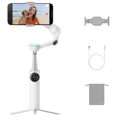 Insta360 Flow 2 Pro branco, Gimbal para telefones com IA com Apple DockKit, rastreamento panorâmico de 360º, inclinação livre, tripé / selfie stick integrado e estabilizador portátil para vlog/viagens Insta360 Flow 2 Pro branco, Gimbal para telefones com IA com Apple DockKit, rastreamento panorâmico de 360º, inclinação livre, tripé / selfie stick integrado e estabilizador portátil para vlog/viagens