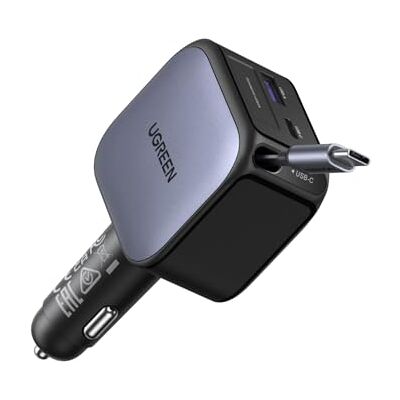 UGREEN 75W Carregador de Carro Retrátil de Carregamento Rápido, Carregador USB C PD 3.0 QC 3.0 com Cabo Retrátil, Compatível com iPhone 17 Pro MAX Air/iPhone 16/15/14, Galaxy S25/24, Pixel 10/9 UGREEN 75W Carregador de Carro Retrátil de Carregamento Rápido, Carregador USB C PD 3.0 QC 3.0 com Cabo Retrátil, Compatível com iPhone 17 Pro MAX Air/iPhone 16/15/14, Galaxy S25/24, Pixel 10/9
