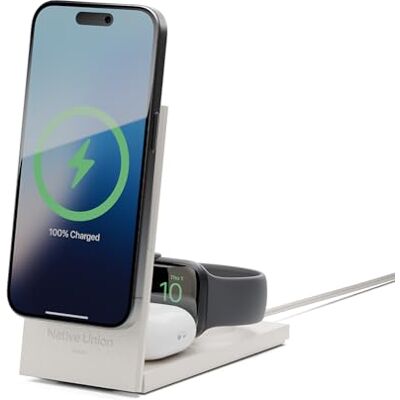 Native Union Rise Carregador sem fios magnético 3 em 1, certificado Qi2 e MagSafe, suporte de carregamento dobrável de 15 W para iPhone 16/15/14/13 com carregamento para AirPods (Pro) e Apple Watch Native Union Rise Carregador sem fios magnético 3 em 1, certificado Qi2 e MagSafe, suporte de carregamento dobrável de 15 W para iPhone 16/15/14/13 com carregamento para AirPods (Pro) e Apple Watch