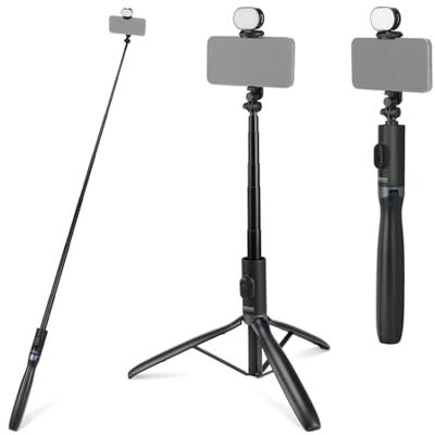 NEEWER PA987 Tripé de vara Selfie com luz e controlo remoto, compatível com iPhone, Samsung Android, 67 polegadas, extensível, portátil, de viagem, suporte para telemóvel para gravação de NEEWER PA987 Tripé de vara Selfie com luz e controlo remoto, compatível com iPhone, Samsung Android, 67 polegadas, extensível, portátil, de viagem, suporte para telemóvel para gravação de