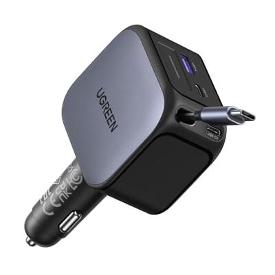 UGREEN 145W Carregador de Carro Retráctil de Carregamento Rápido, Carregador USB C de 4 Portas com Cabo Retráctil, Compatível com iPhone 17 Pro MAX Air/iPhone 16/15/14, Galaxy S25/24, Pixel 10/9 UGREEN 145W Carregador de Carro Retráctil de Carregamento Rápido, Carregador USB C de 4 Portas com Cabo Retráctil, Compatível com iPhone 17 Pro MAX Air/iPhone 16/15/14, Galaxy S25/24, Pixel 10/9
