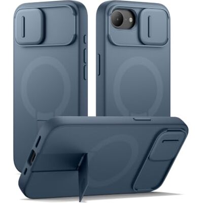 SURITCH Capa magnética compatível com iPhone 16e/17e, capa de amortecimento à prova de proteção com tampa de câmara deslizante e suporte ajustável (azul) SURITCH Capa magnética compatível com iPhone 16e/17e, capa de amortecimento à prova de proteção com tampa de câmara deslizante e suporte ajustável (azul)