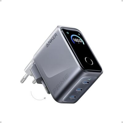 Carregador Prime Anker - 160W - 3 Portas - Carregamento Sem Fio Carregador Prime Anker - 160W - 3 Portas - Carregamento Sem Fio