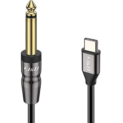 J&D Cabo adaptador de áudio mono TS de USB-C de 6,35 mm 1/4 polegadas, compatível com iPhone 16/17 series, Galaxy S24/S25, misturador AMP, 2 m J&D Cabo adaptador de áudio mono TS de USB-C de 6,35 mm 1/4 polegadas, compatível com iPhone 16/17 series, Galaxy S24/S25, misturador AMP, 2 m