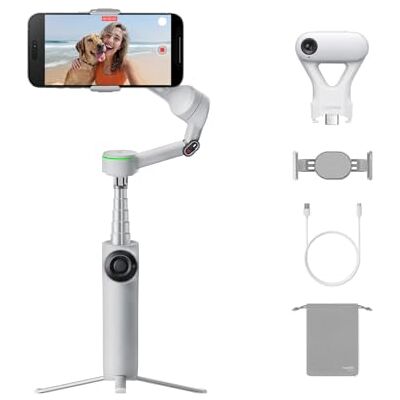 Insta360 Flow 2 Pro Paq. Gimbal com IA cinzento, gimbal para telefones com IA com Apple DockKit, rastreamento panorâmico de 360º, inclinação livre, tripé/selfie stick e estabilizador para Vlogs Insta360 Flow 2 Pro Paq. Gimbal com IA cinzento, gimbal para telefones com IA com Apple DockKit, rastreamento panorâmico de 360º, inclinação livre, tripé/selfie stick e estabilizador para Vlogs