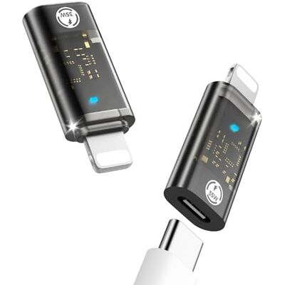 MoKo Adaptador USB C para Lightning, suporta 35W PD carregamento rápido Sincronização de dados adaptador Lightning macho para USB C feminino para iPhone 14/13/12/11/iPad/iPod MoKo Adaptador USB C para Lightning, suporta 35W PD carregamento rápido Sincronização de dados adaptador Lightning macho para USB C feminino para iPhone 14/13/12/11/iPad/iPod