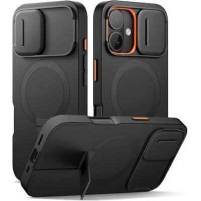 SURITCH Capa Magnética Compatível com iPhone 16, Carcaça de Amortecimento à Prova de Choque com Tampa de Câmara Deslizante e Suporte Ajustável (Preto) SURITCH Capa Magnética Compatível com iPhone 16, Carcaça de Amortecimento à Prova de Choque com Tampa de Câmara Deslizante e Suporte Ajustável (Preto)